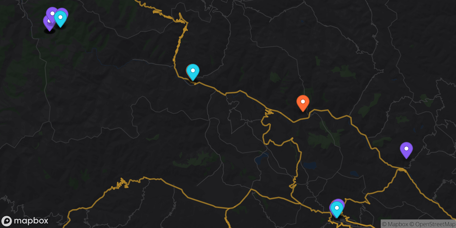 Map showing 23 locations