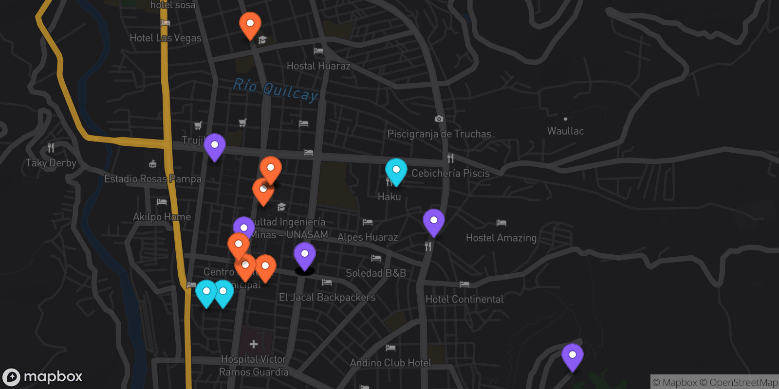 Map showing 31 locations