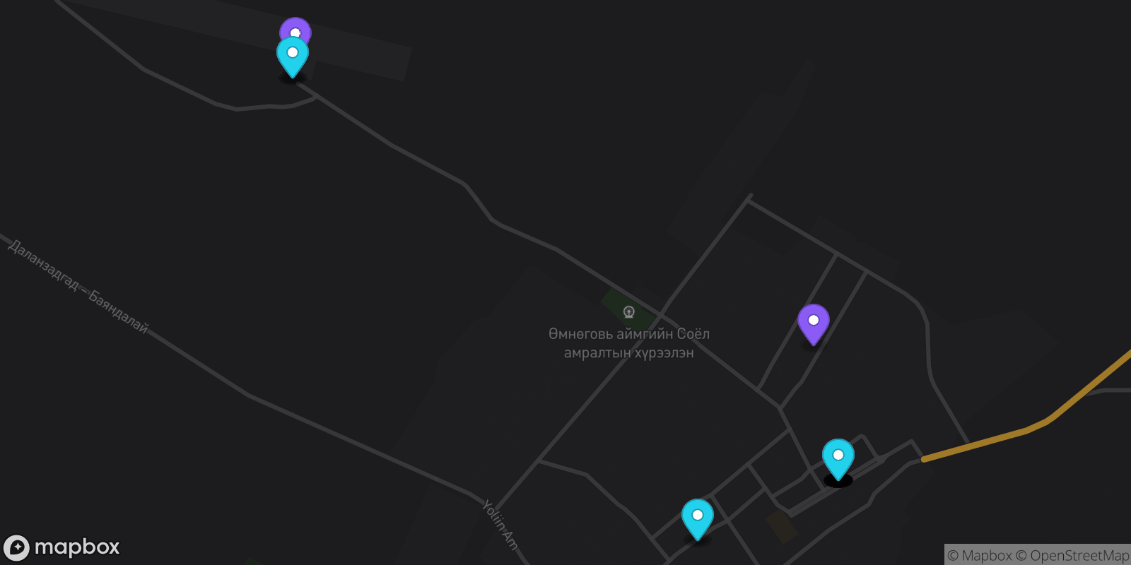 Map showing 34 locations