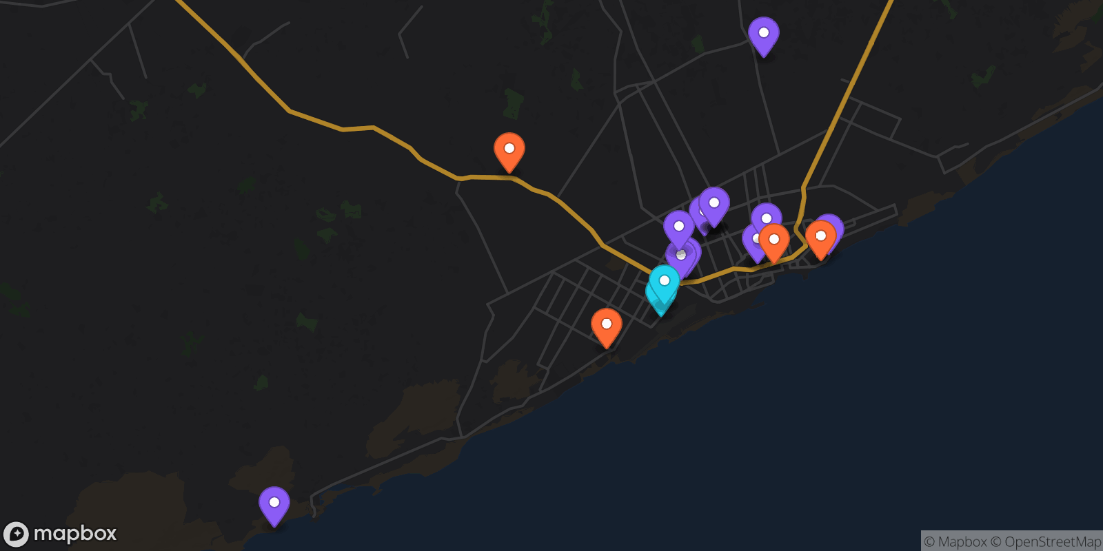 Map showing 22 locations