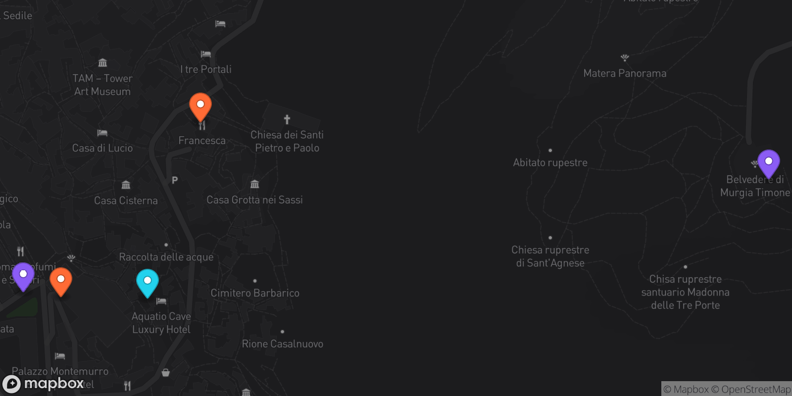 Map showing 5 locations
