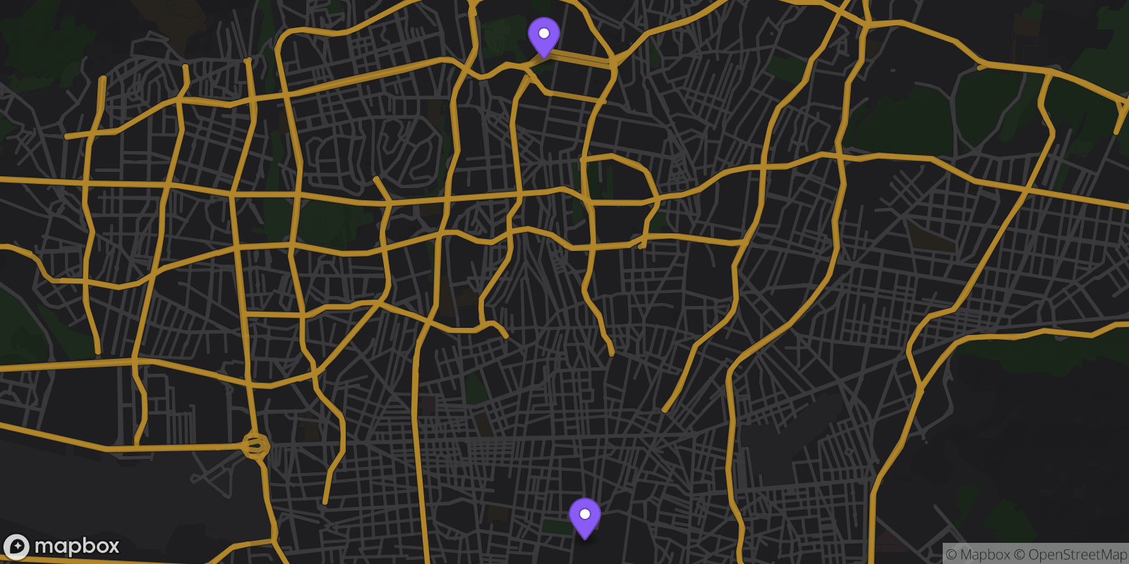 Map showing 2 locations