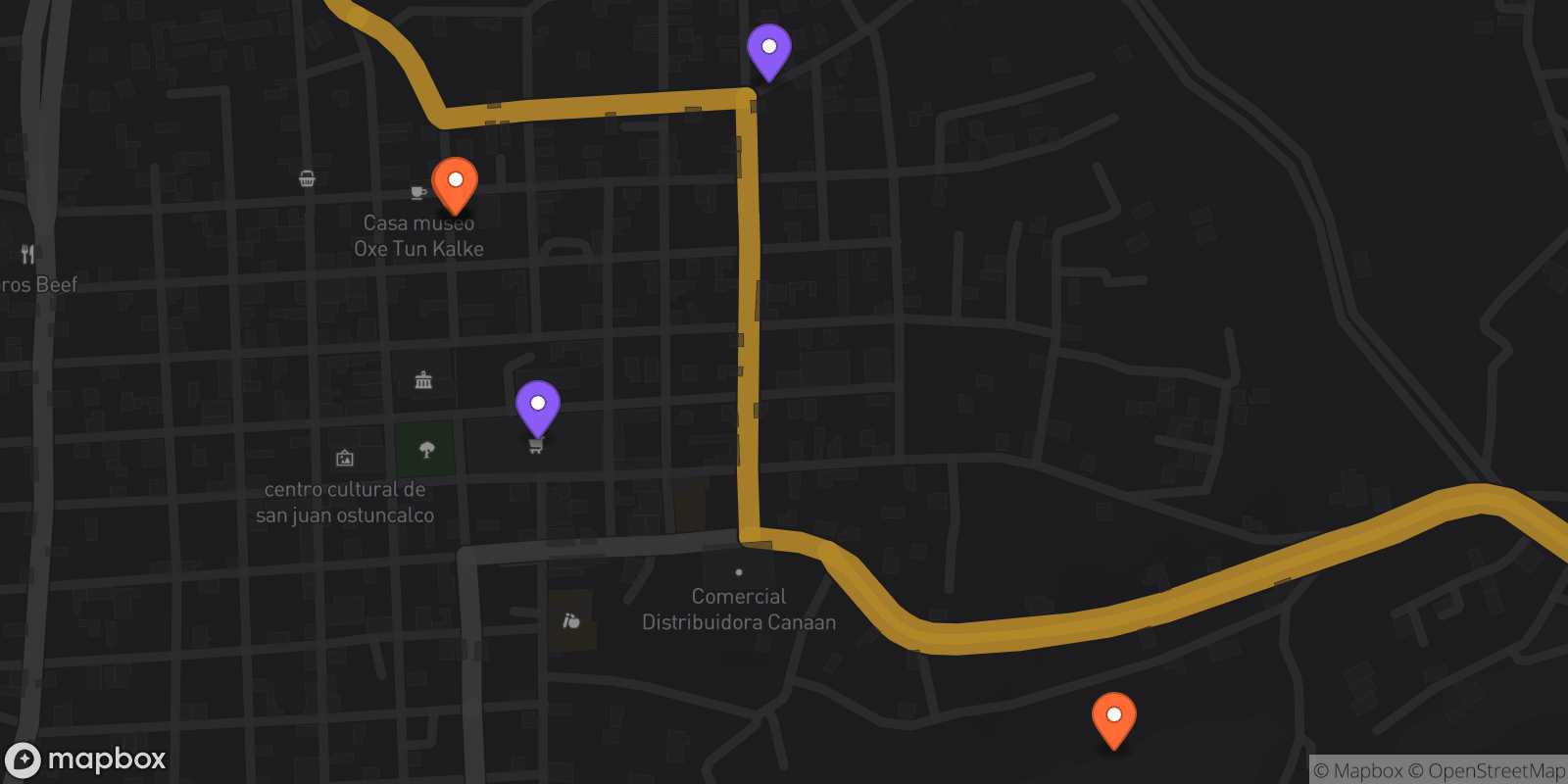 Map showing 6 locations