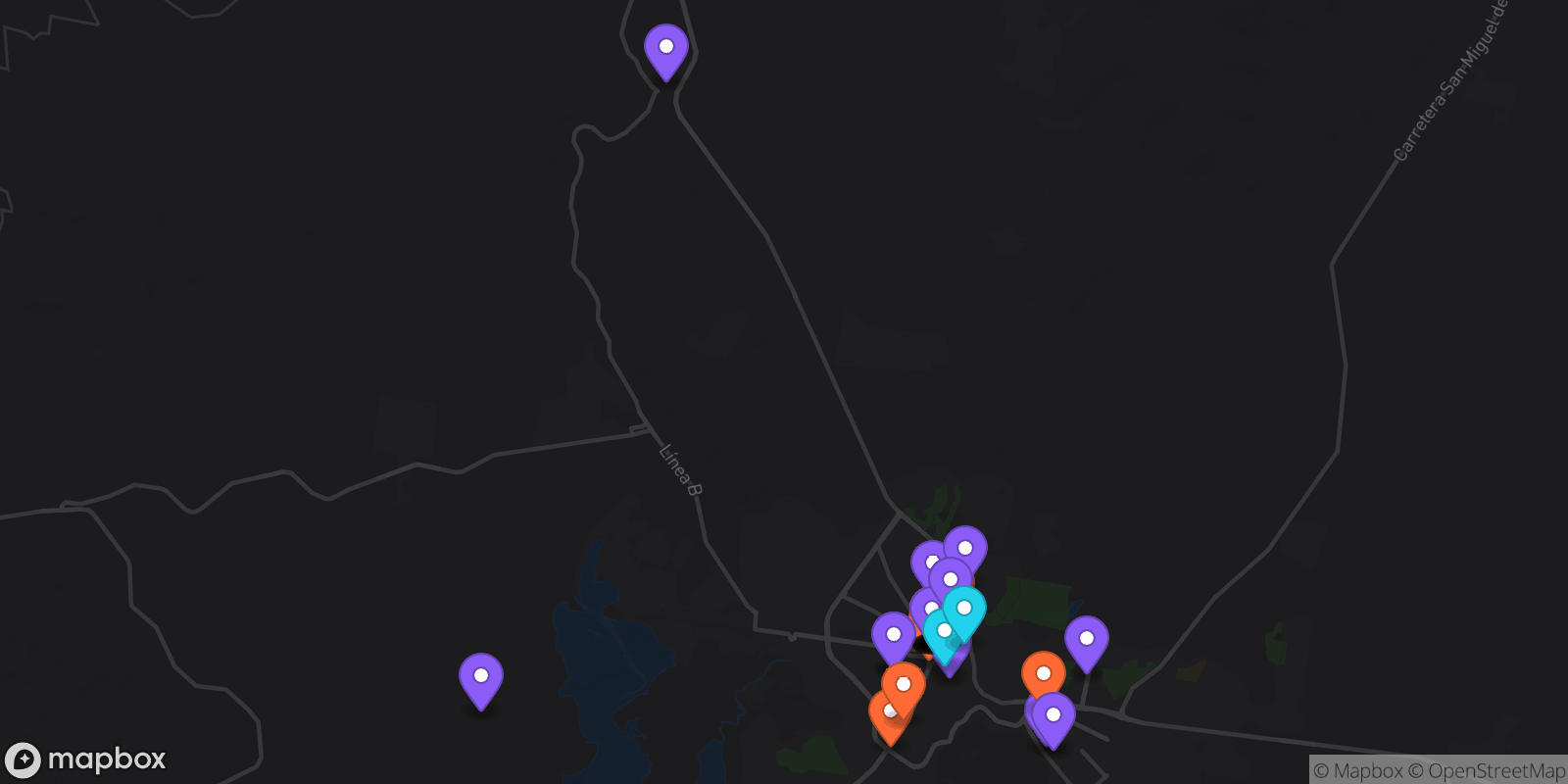 Map showing 35 locations