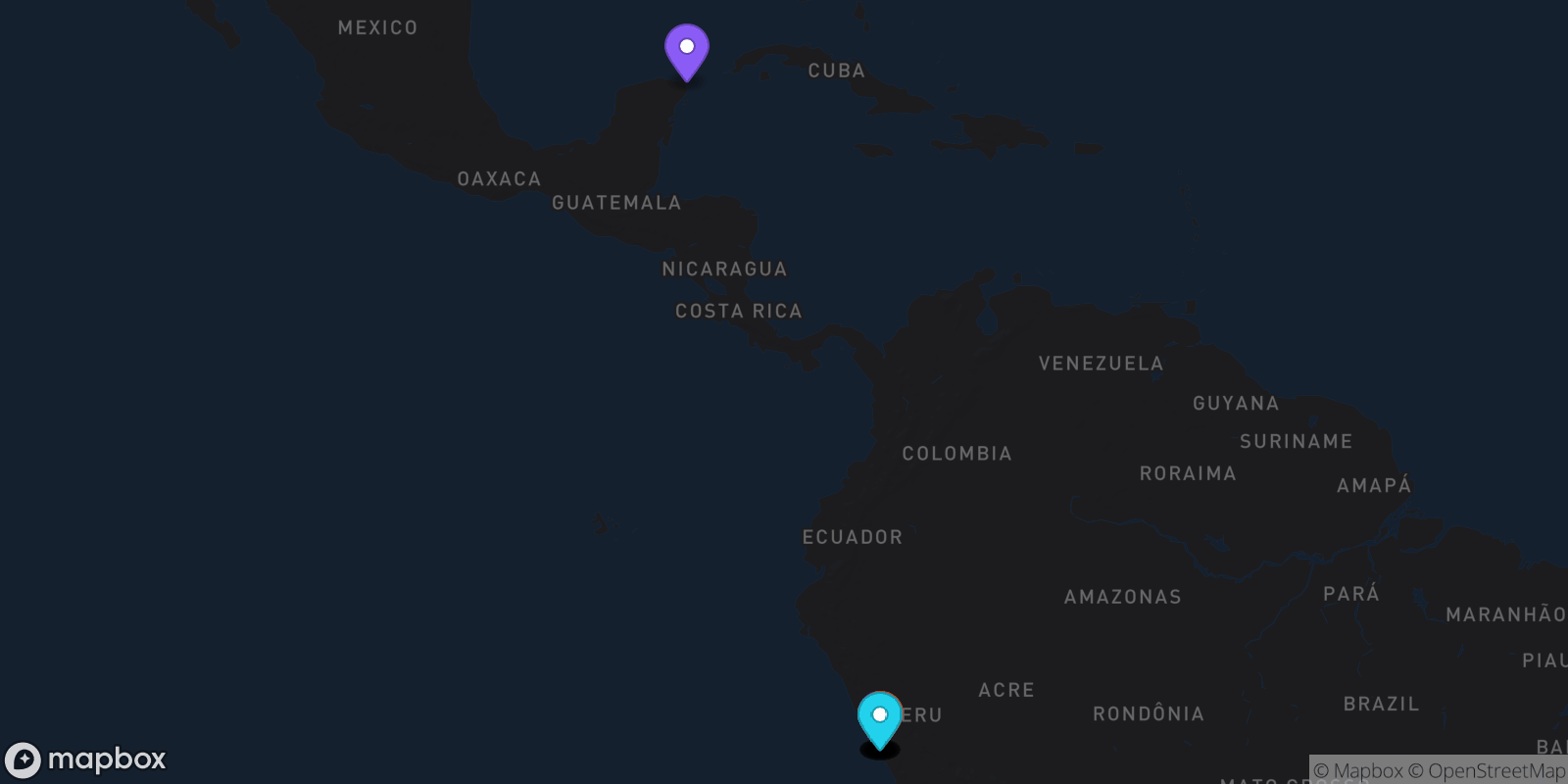 Map showing 14 locations