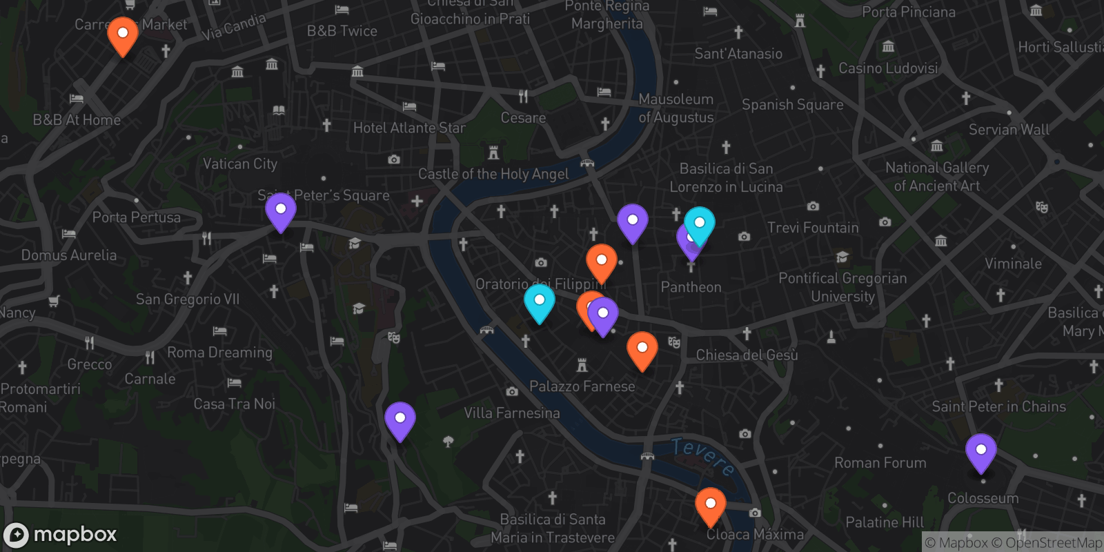 Map showing 14 locations