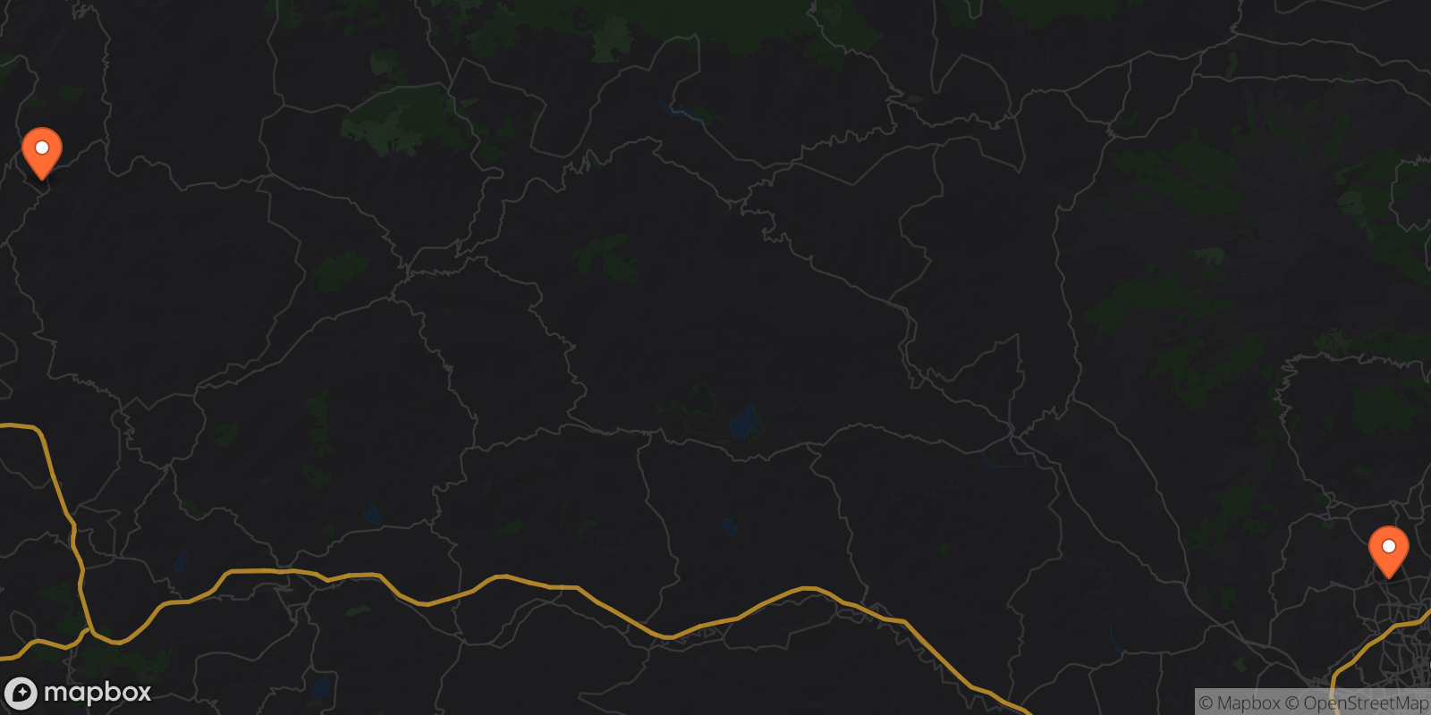Map showing 2 locations