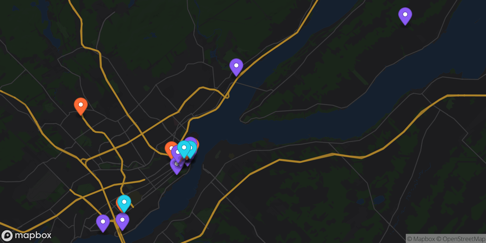 Map showing 36 locations