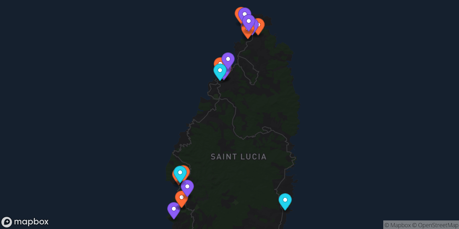 Map showing 23 locations