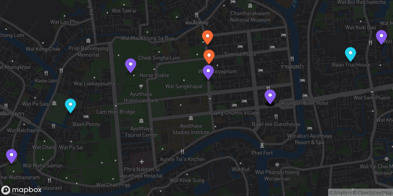 Map showing 16 locations