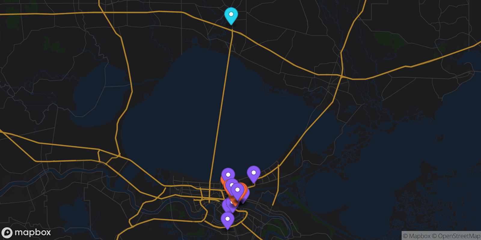 Map showing 22 locations