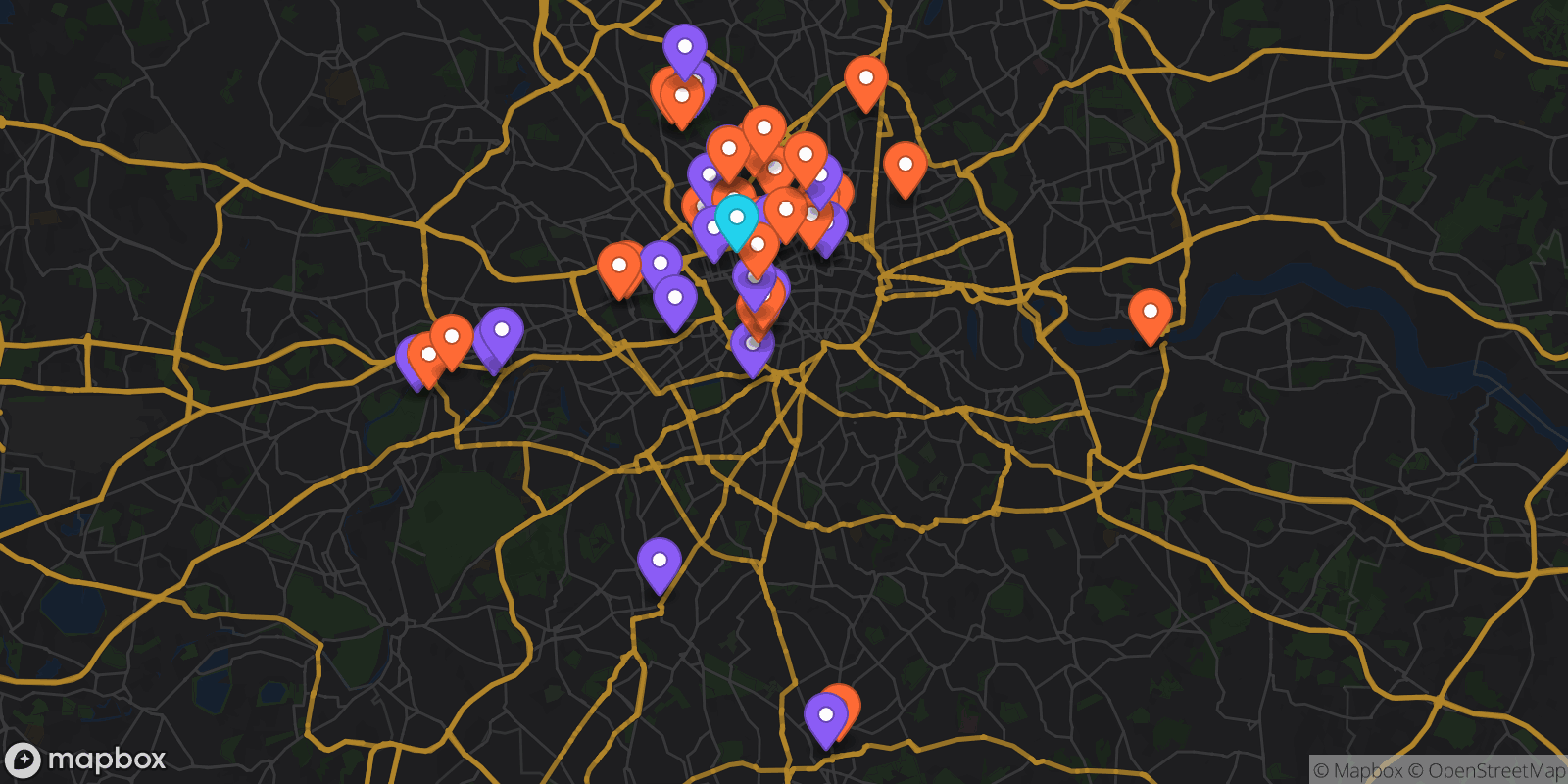 Map showing 46 locations