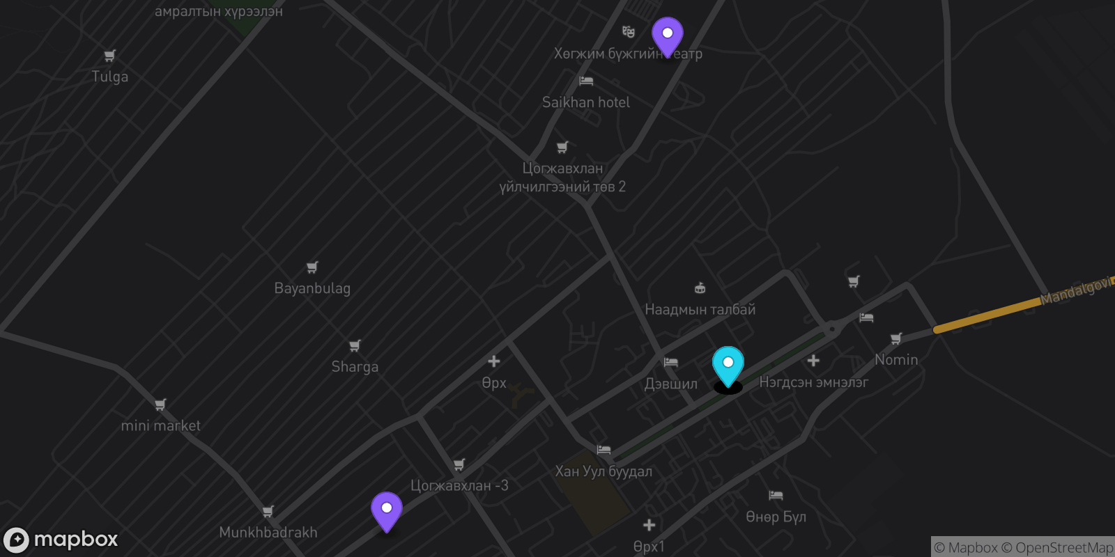 Map showing 43 locations