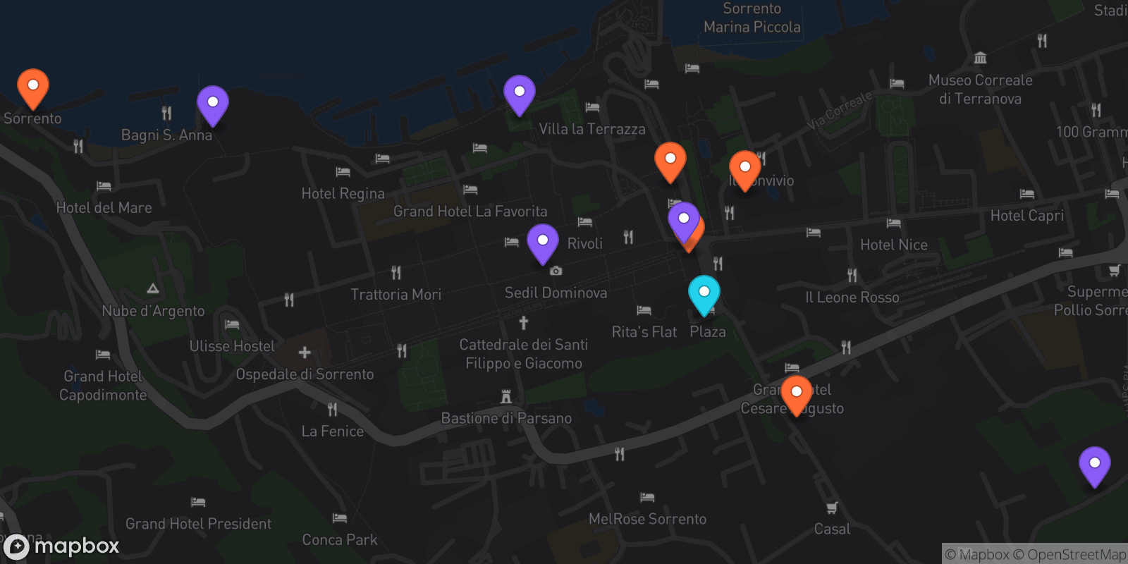 Map showing 11 locations