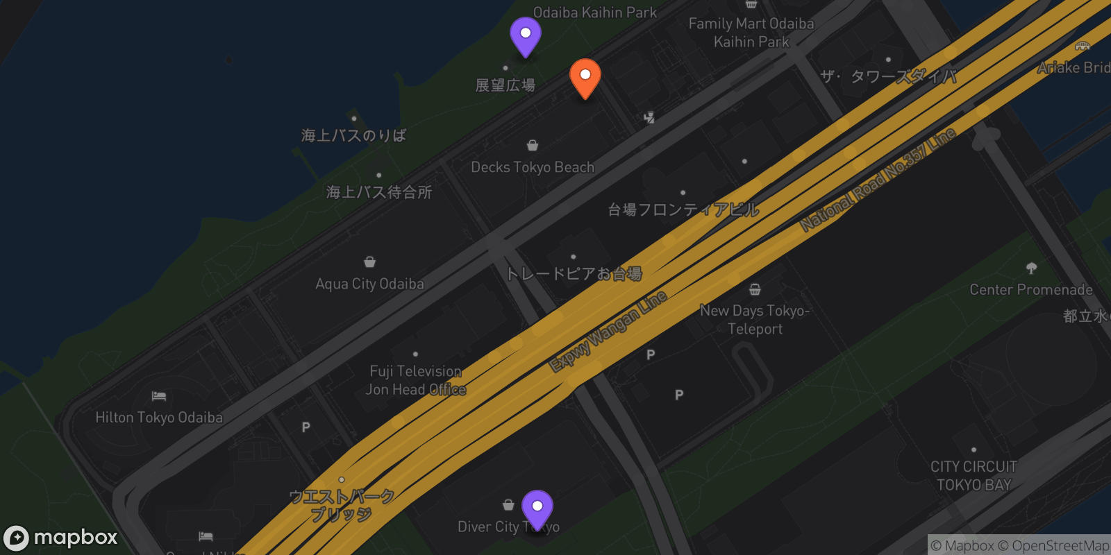 Map showing 4 locations