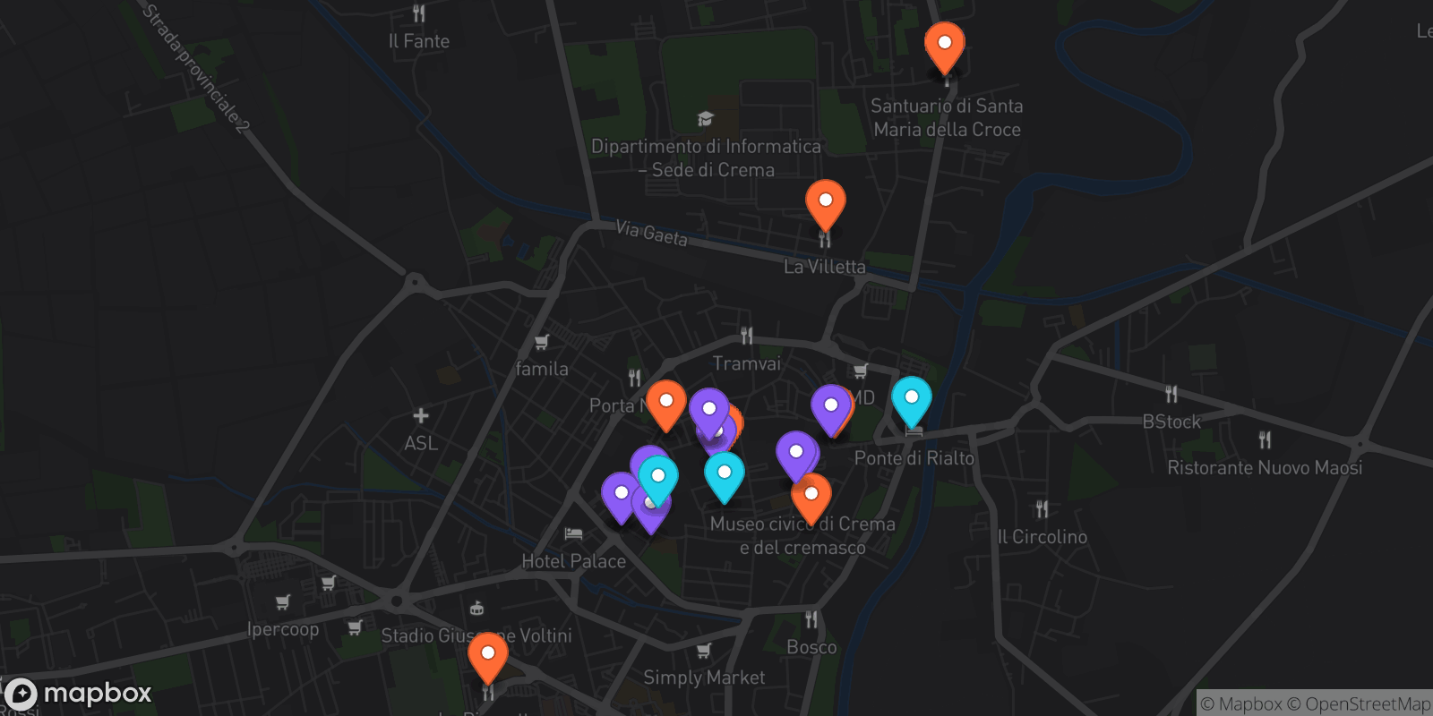 Map showing 23 locations