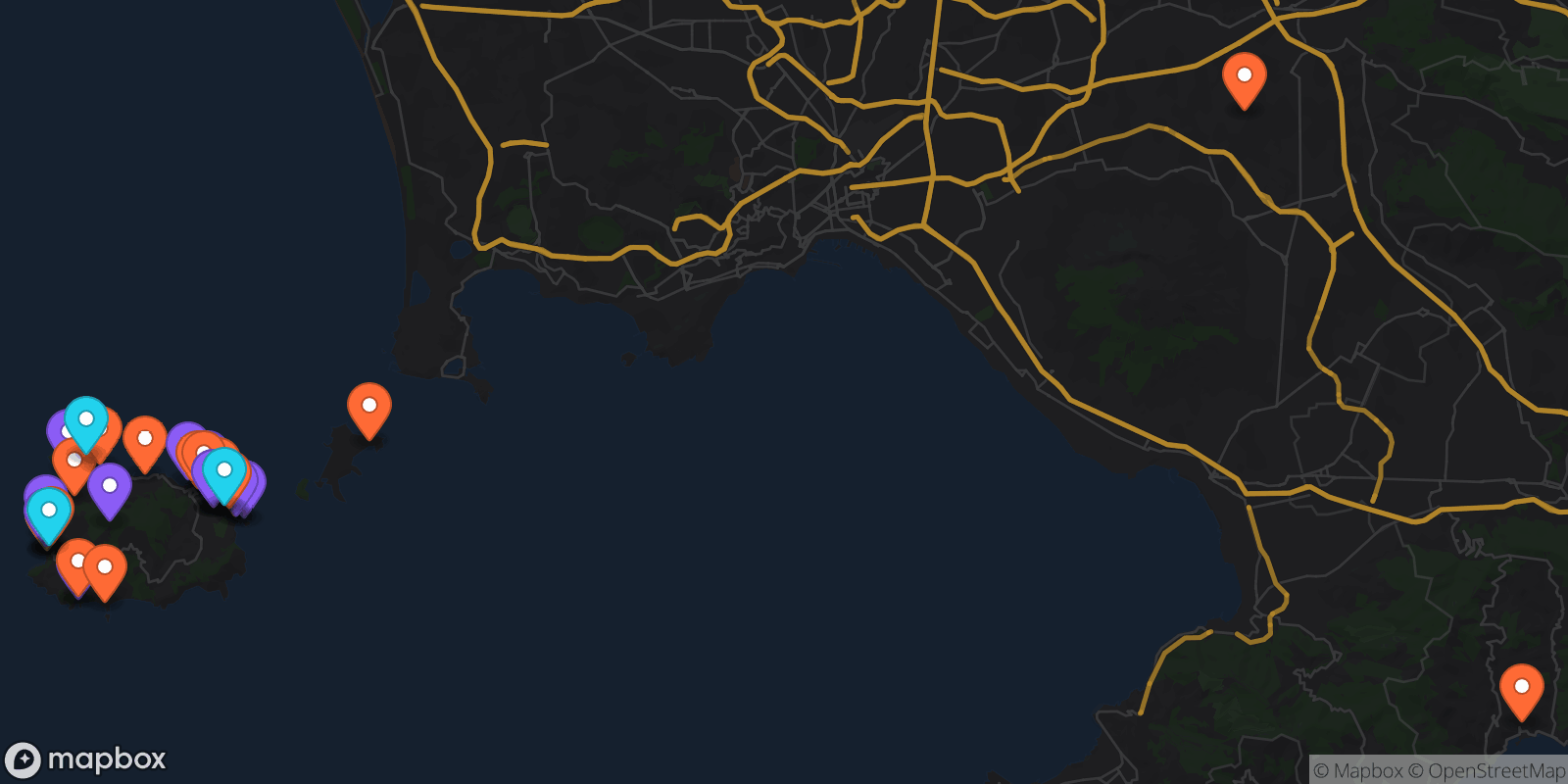 Map showing 33 locations