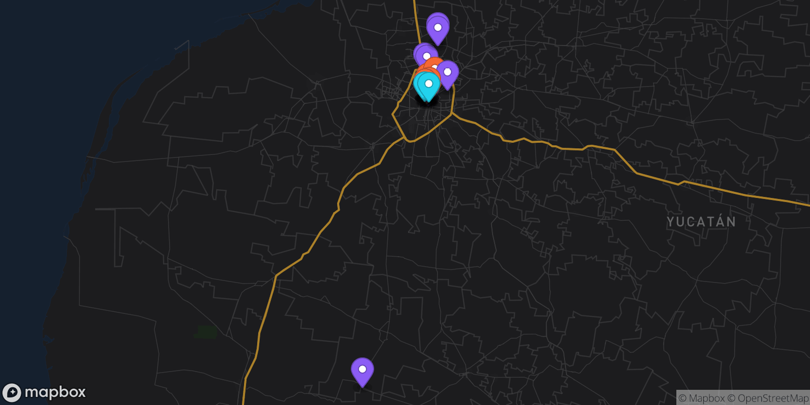 Map showing 38 locations