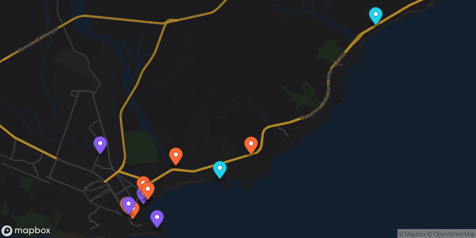 Map showing 14 locations