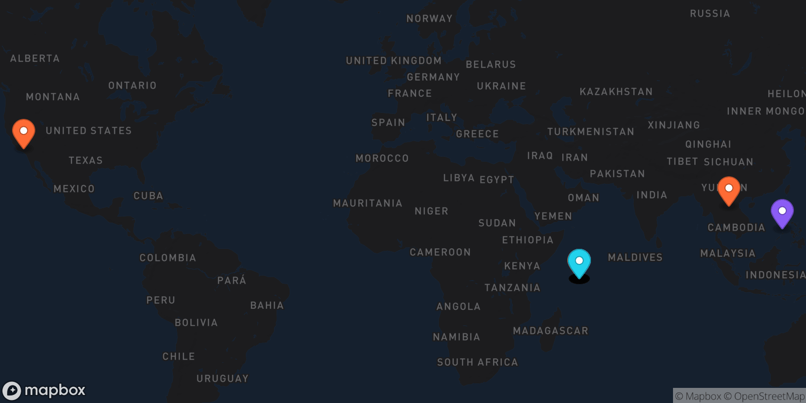 Map showing 39 locations