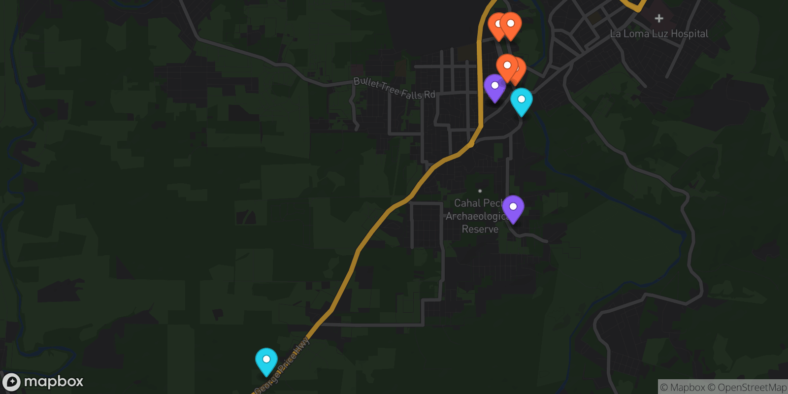 Map showing 9 locations