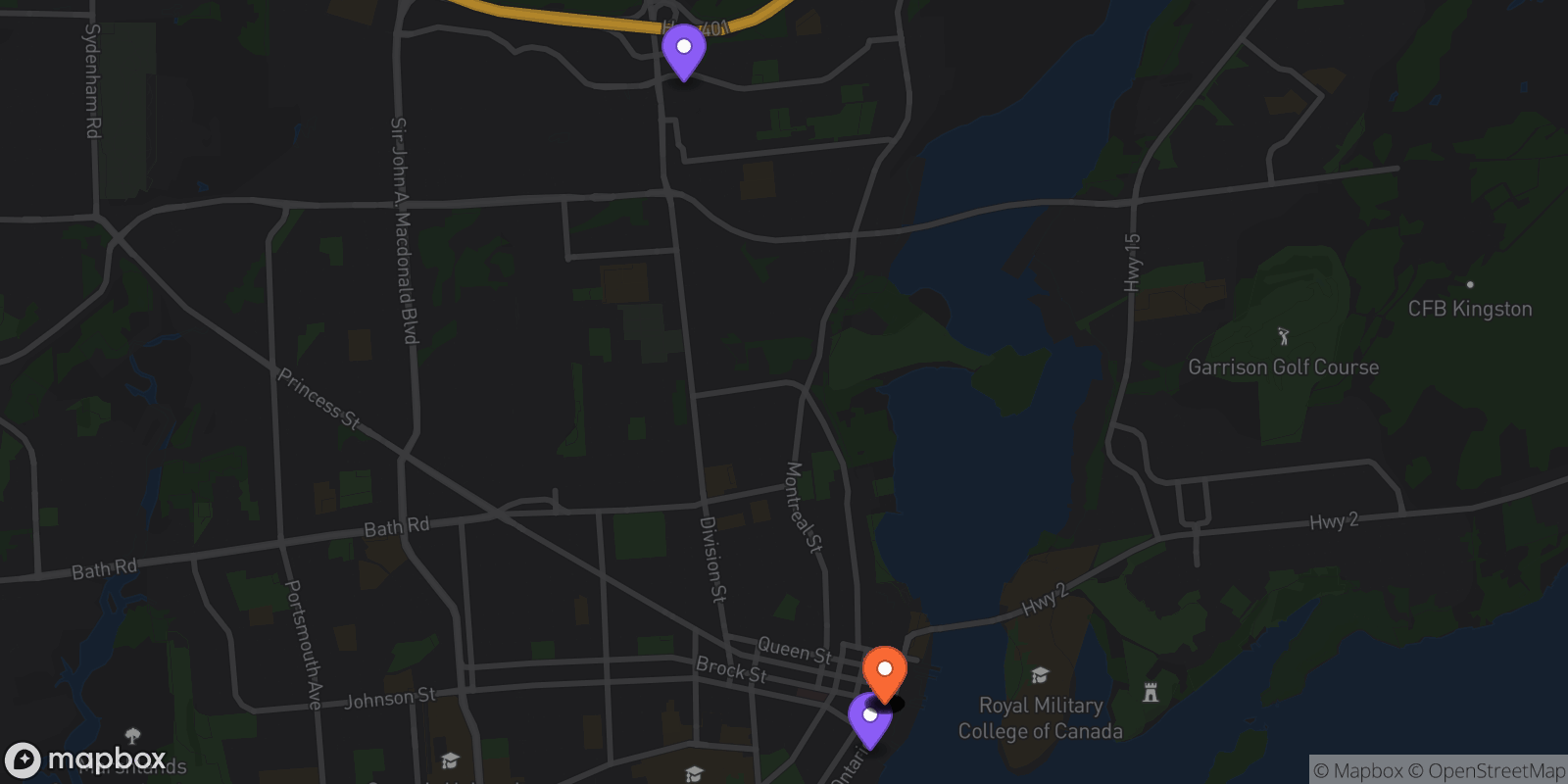 Map showing 14 locations