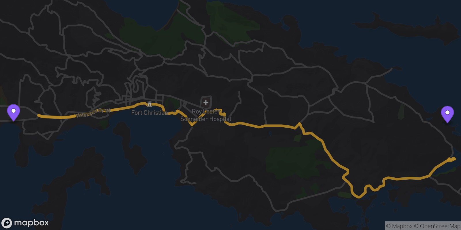 Map showing 2 locations