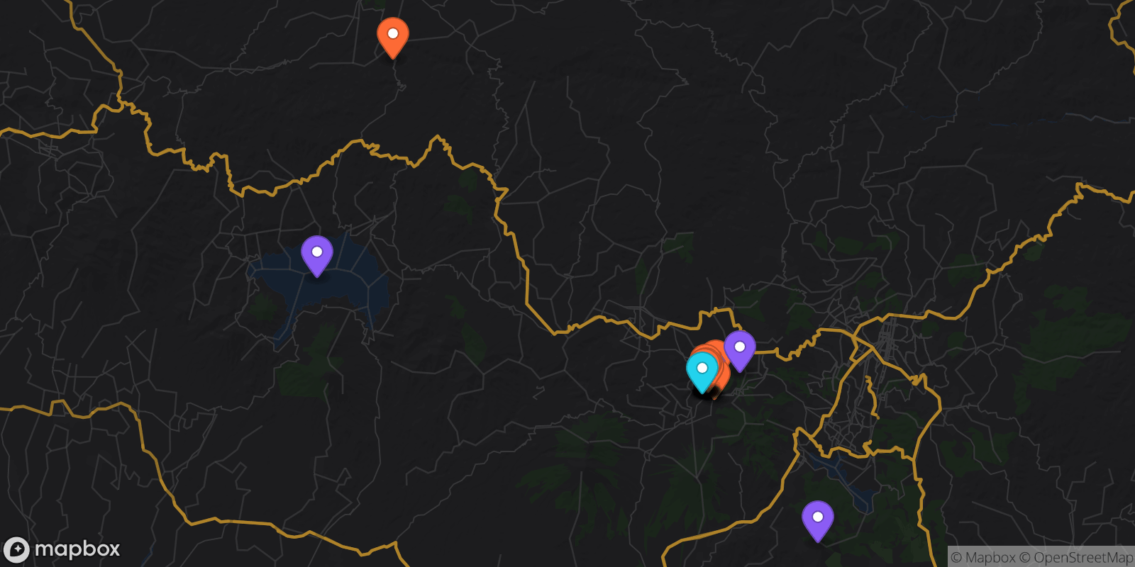Map showing 34 locations