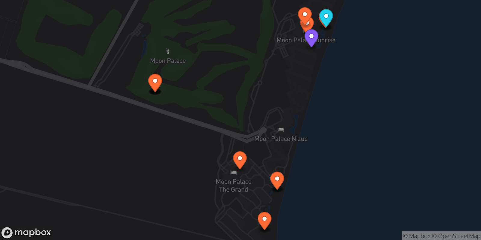 Map showing 18 locations