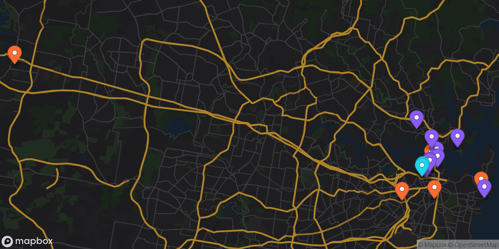 Map showing 17 locations
