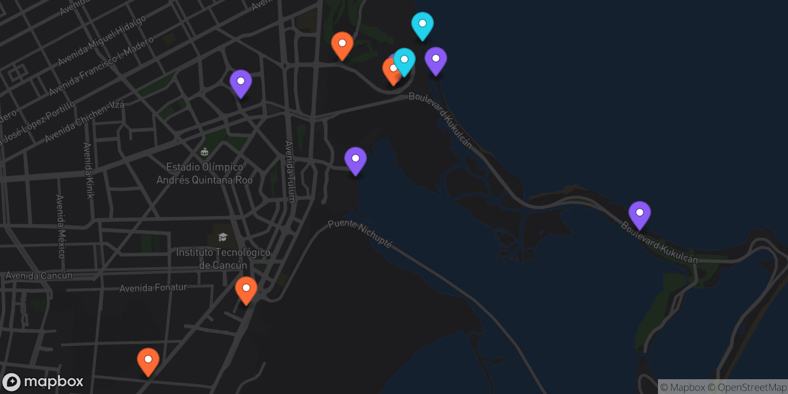 Map showing 11 locations