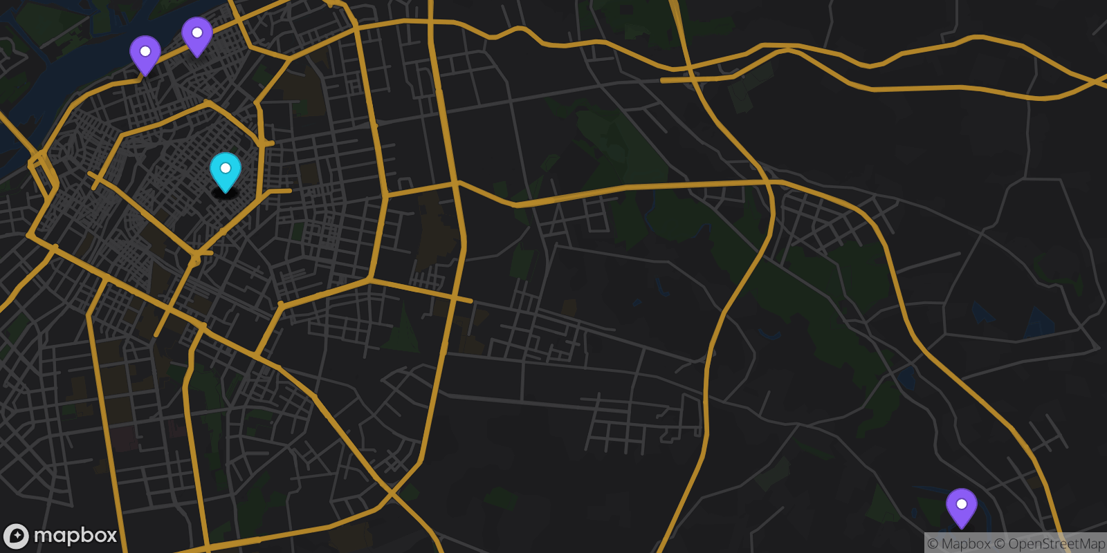 Map showing 11 locations