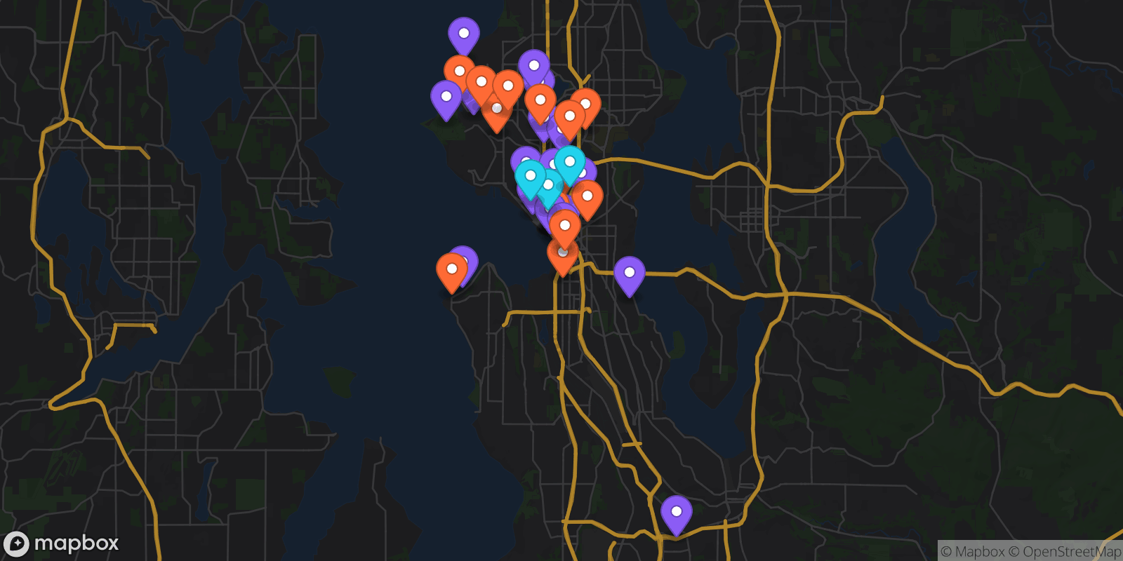 Map showing 41 locations