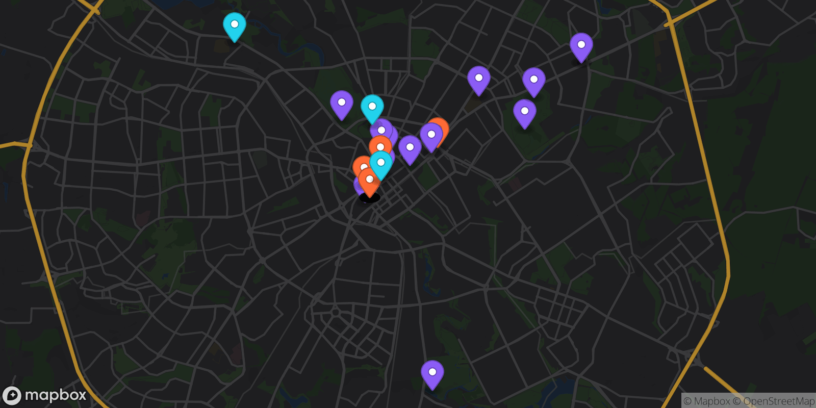 Map showing 41 locations