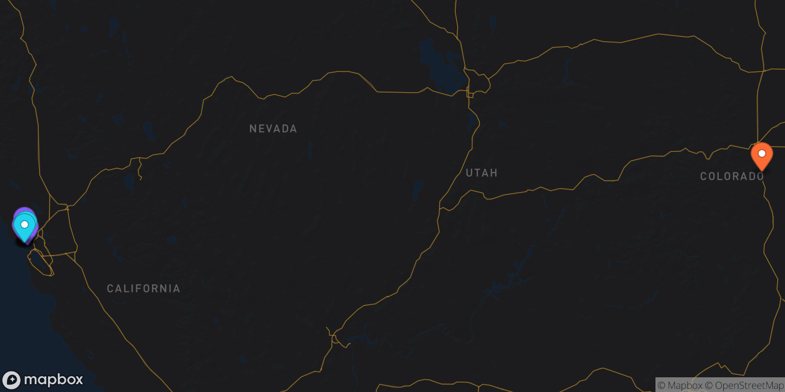 Map showing 12 locations