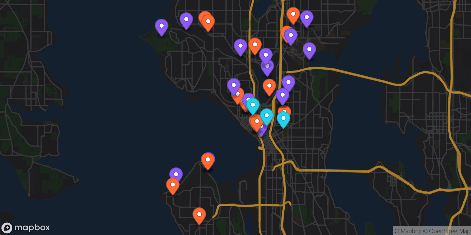 Map showing 40 locations