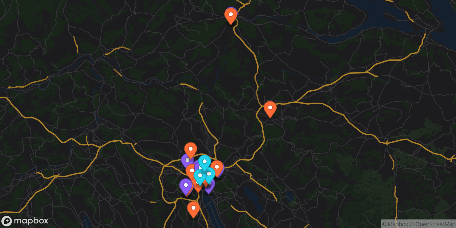 Map showing 41 locations