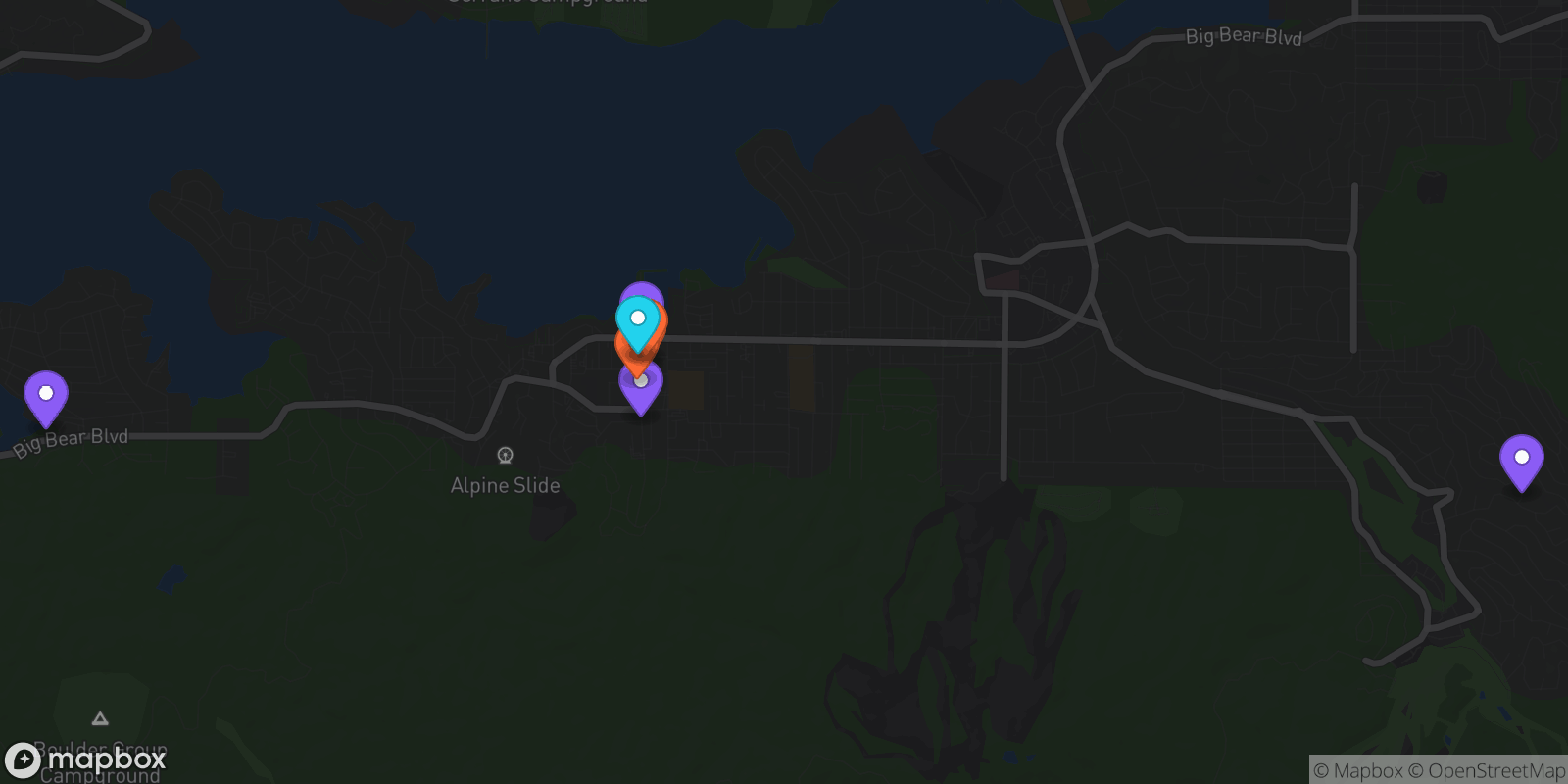 Map showing 8 locations