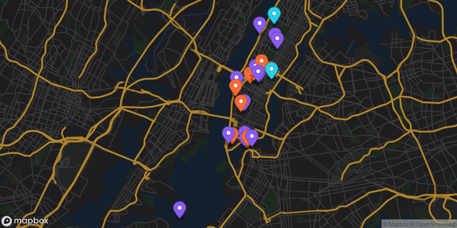 Map showing 24 locations