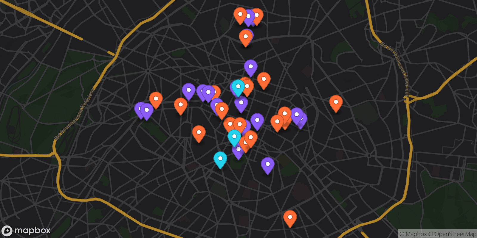 Map showing 41 locations