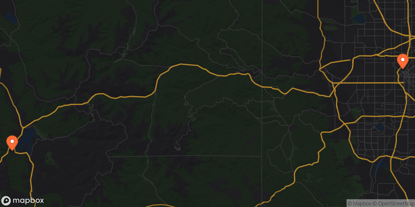Map showing 2 locations