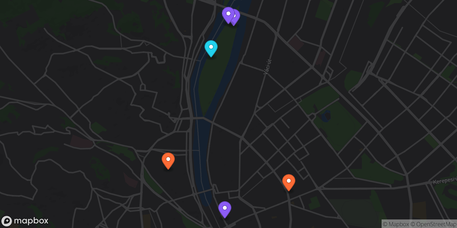 Map showing 6 locations