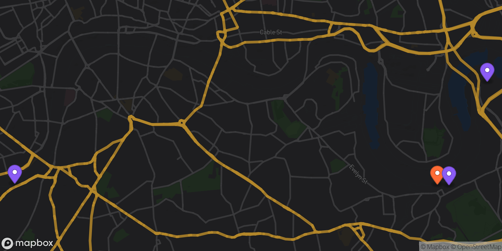 Map showing 4 locations