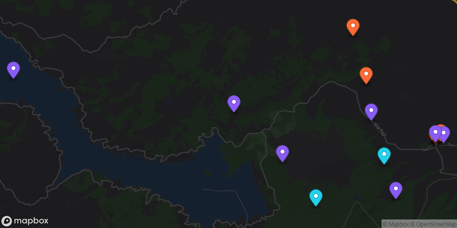 Map showing 17 locations