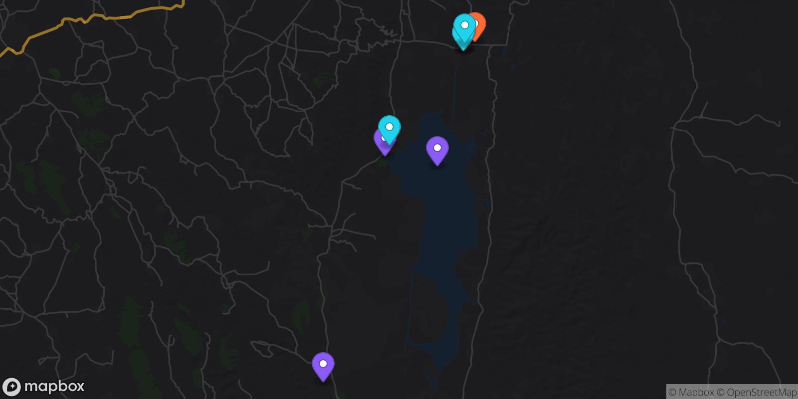 Map showing 9 locations