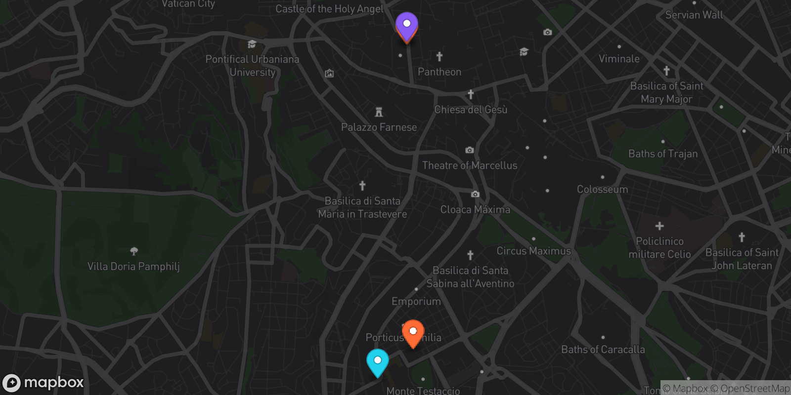Map showing 4 locations
