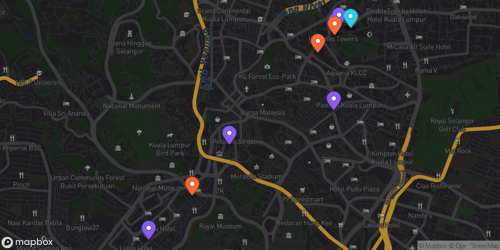 Map showing 11 locations