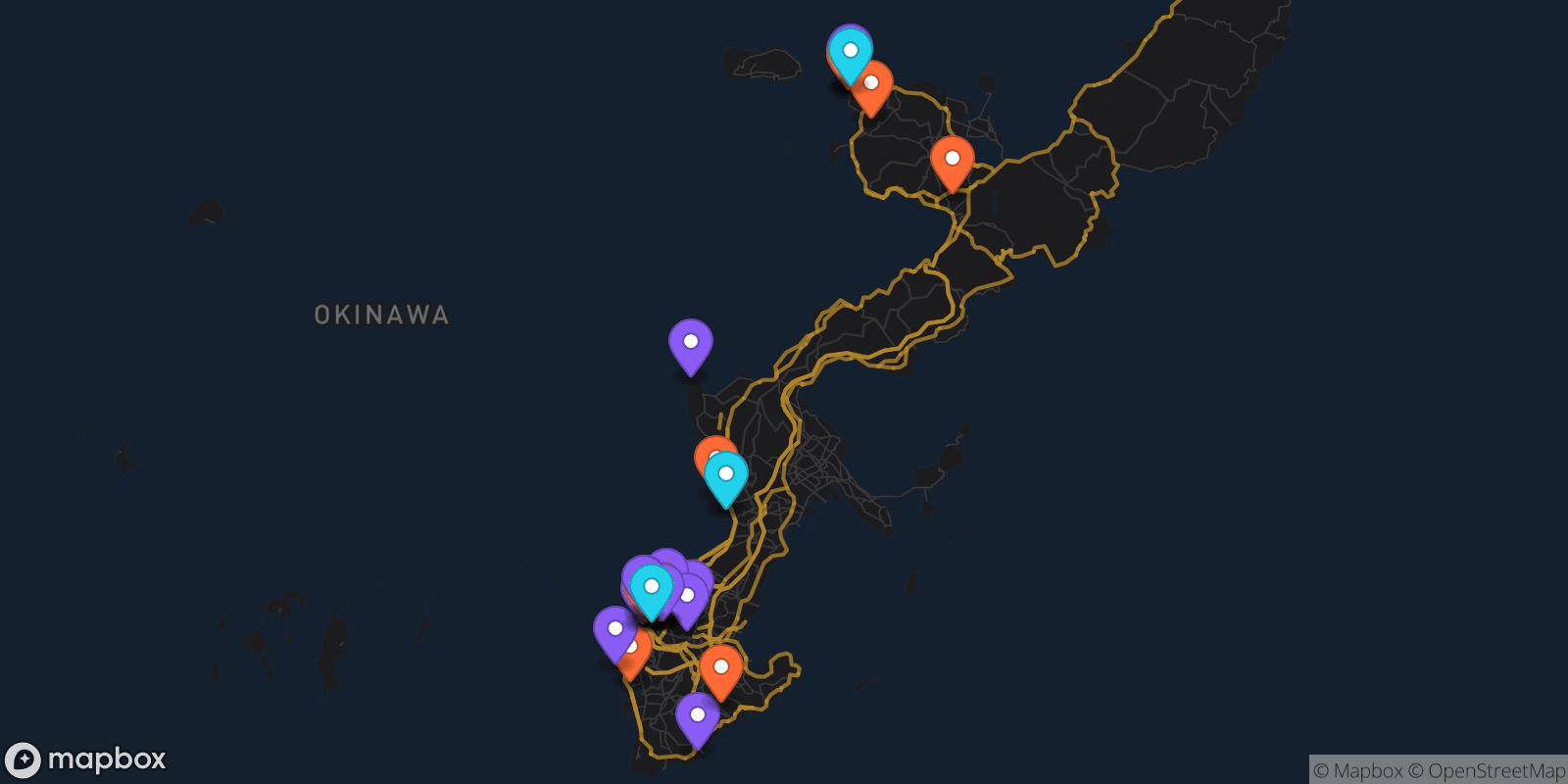 Map showing 32 locations
