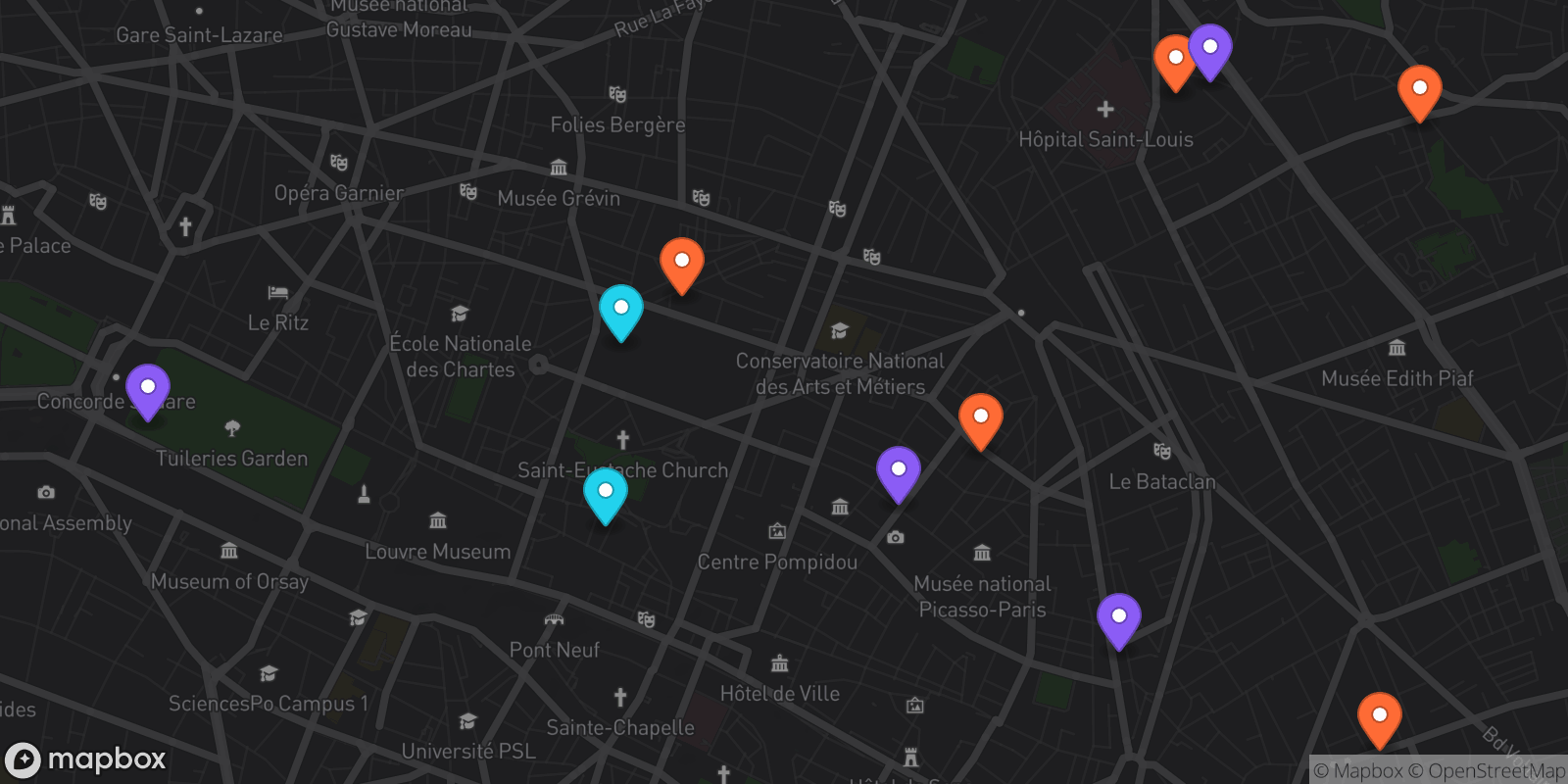 Map showing 11 locations