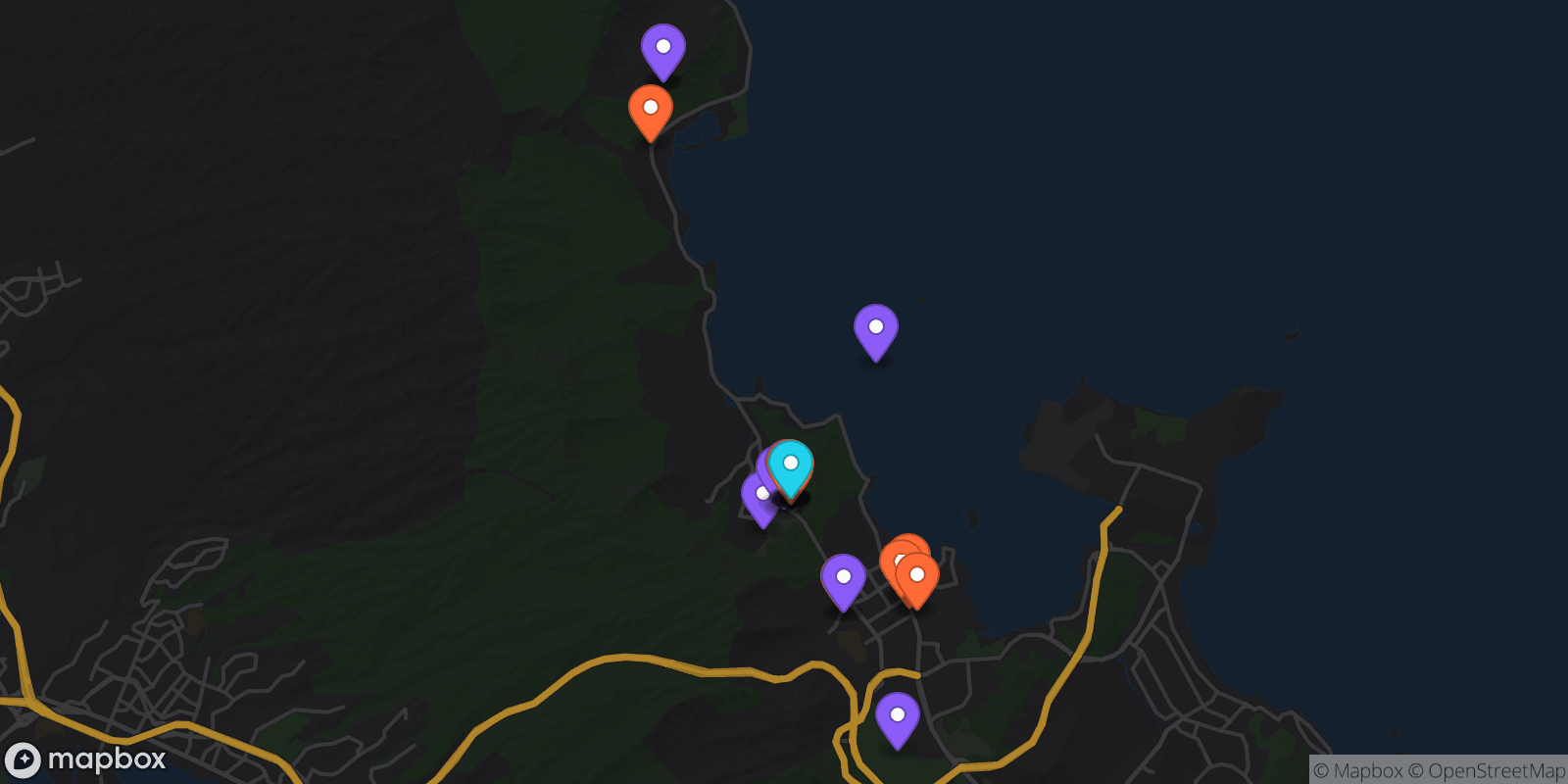 Map showing 25 locations